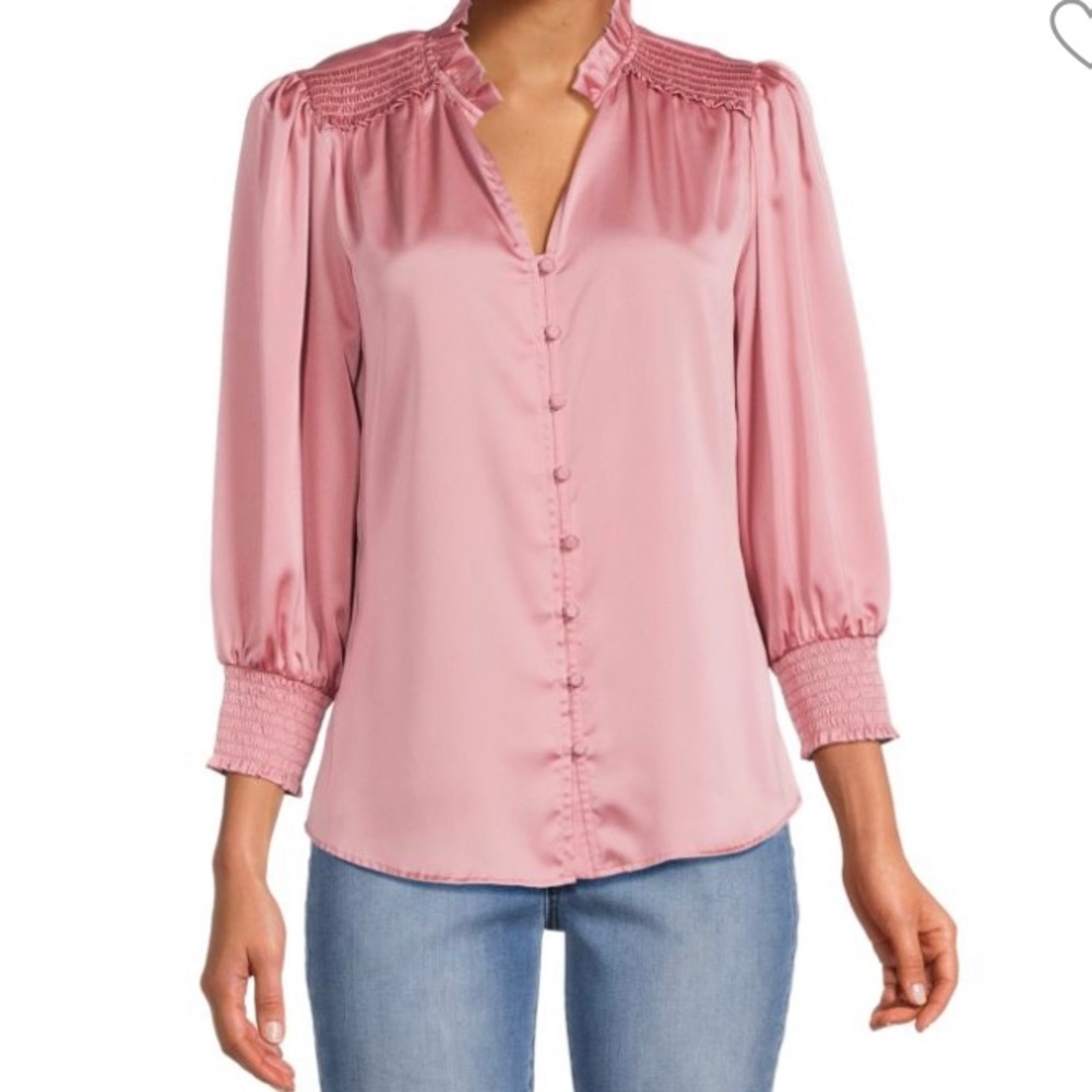 Karl Lagerfeld Paris Pink Button Up Blouse